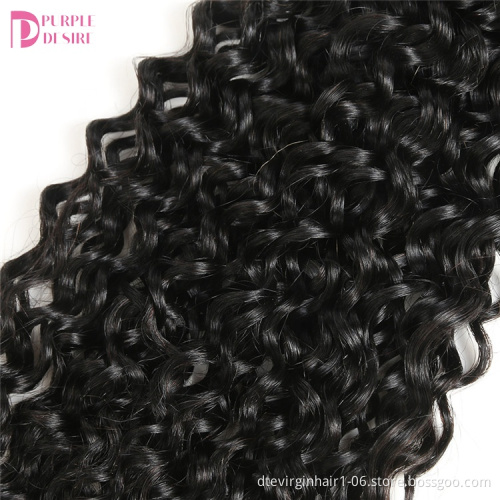 Quick Delivery in 24hrs Raw Virgin Peruvian Water Wave Human Hair Bundles with Closure